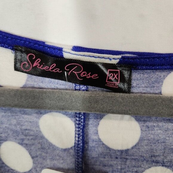 Shiela Rose Polka Dot‎ Scoop Neck Tank in Blue and WHite - Size 2X - Picture 4 of 8